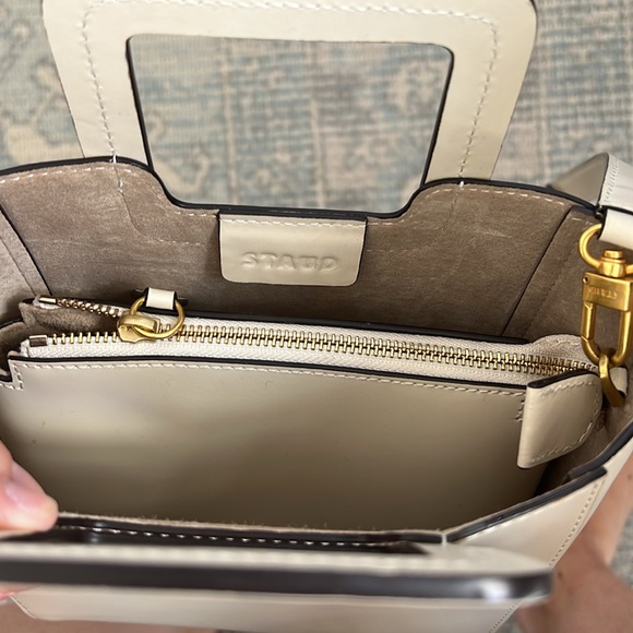 STAUD Mini Shirley Structured Leather Bag Neutral Cream - Picture 7 of 7
